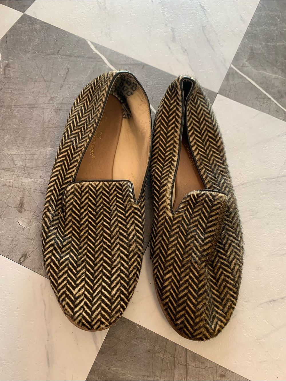 Slip-On Loafers in Brown and Black Tweed